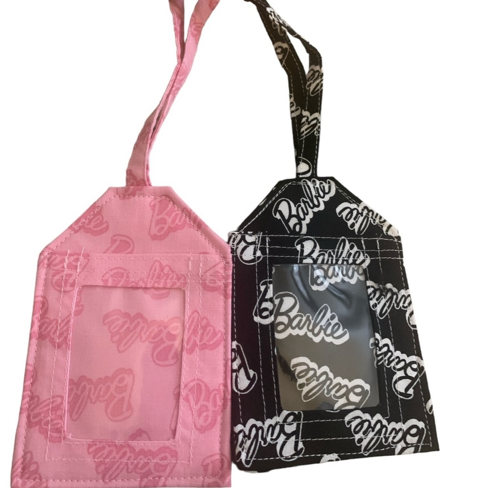 Barbie script luggage tags cotton hand made USA set 2 great summer travel gift